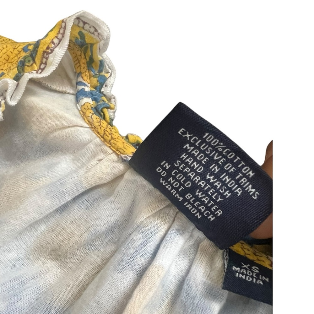 Madison Mathews Ginger Folly Mini Dress Floral Print Blue Yellow Sundress XS - Picture 8 of 9